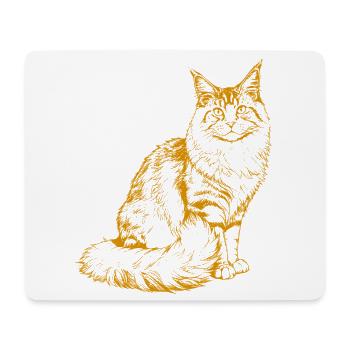 Majestic MaineCoon Minimalist Ginger color Drawing - Mousepad (Querformat) - Weiß - Vorne