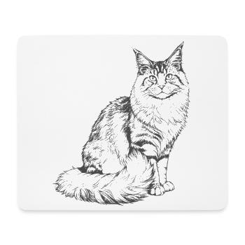 Majestic Maine Coon - Modern Line Illustration - Mouse Pad (horizontal) - white - Front