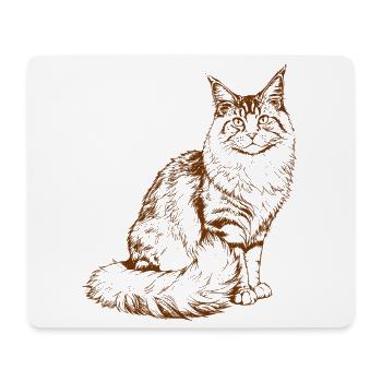 Majestic MaineCoon Minimalist Brown color Drawing - Mouse Pad (horizontal) - white - Front