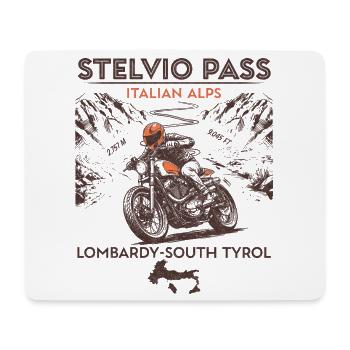 Stelvio-Pass Italien – Oldtimer-Motorrad-Alpenstraße - Mousepad (Querformat) - Weiß - Vorne