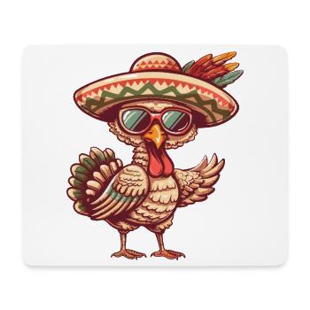 Sombrero comique drôle de la bande dessinée de la dinde - Tapis de souris (format paysage) - blanc - Devant