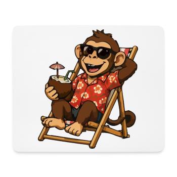 Monkey on the beach in Hawaiian look - Mouse Pad (horizontal) - white - Front