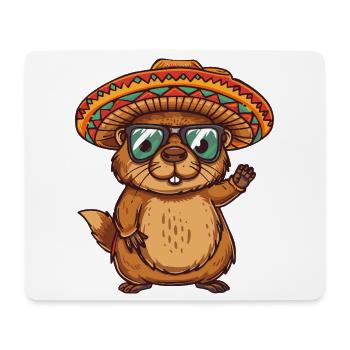 Biber Comic Lustig Sombrero - Mousepad (Querformat) - Weiß - Vorne