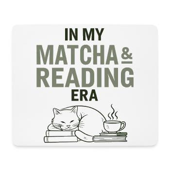 Matcha, thérapie par le livre et le chat | Cadeau pour lecteurs - Tapis de souris (format paysage) - blanc - Devant