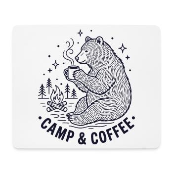 Hiking - Outdoor Adventure - Camp and Coffee - Mouse Pad (horizontal) - white - Front