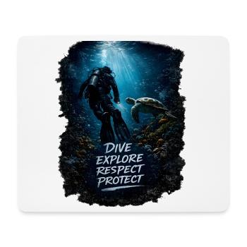 Plonge. Explorez. Le respect. Protège. – Plongeurs & Océans - Tapis de souris (format paysage) - blanc - Devant