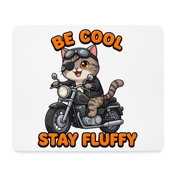 Katzen-Rocker auf Motorrad Stay Fluffy - Mousepad (Querformat) - Weiß - Vorne