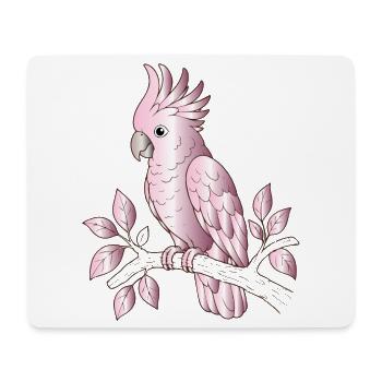 Pink cockatoo on branch cartoon design - Mouse Pad (horizontal) - white - Front