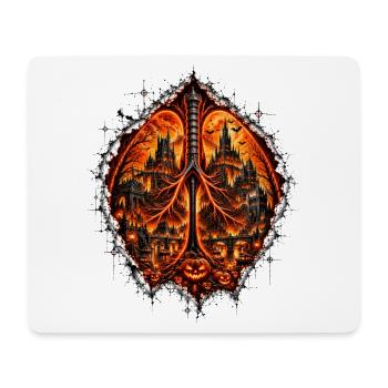Atme Halloween – Lungen mit Gothic Town - Mousepad (Querformat) - Weiß - Vorne