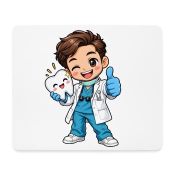 Zahnarzt Kawaii Style – Süßes Dentalmotiv - Mousepad (Querformat) - Weiß - Vorne