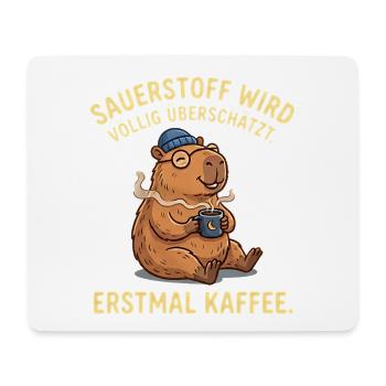 Lustiges Kaffee T-Shirt mit Capybara & Brille - Mousepad (Querformat) - Weiß - Vorne