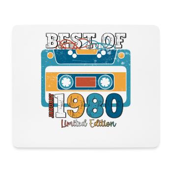 44th Birthday January Vintage 1980's Cassette Tape - Mouse Pad (horizontal) - white - Front