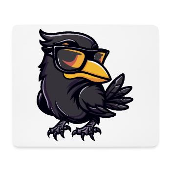 Rabe Krähe Cool Comic - Mousepad (Querformat) - Weiß - Vorne