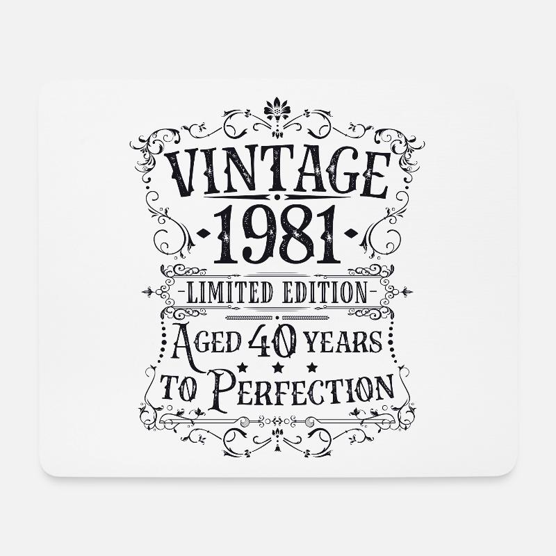 Vintage 1981 Geburtstag Retro Geschenkidee - Mousepad (Querformat) - Weiß