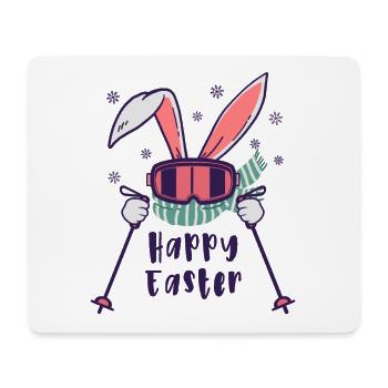 Frohe Ostern vom Skihasen mit Skistöcken - Mouse Pad (horizontal) - white - Front