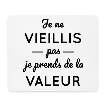 Je ne vieillis pas je prends de la valeur - Tapis de souris (format paysage) - blanc - Devant