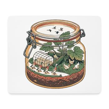 Hühner im Glasgarten / Einmachglas - Mousepad (Querformat) - Weiß - Vorne