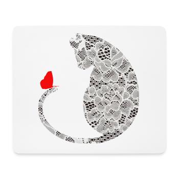 chat avec papillon blanc pointu - Tapis de souris (format paysage) - blanc - Devant
