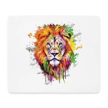 Lion Lion Head Predator Colorful Splash Art - Tapis de souris (format paysage) - blanc - Devant