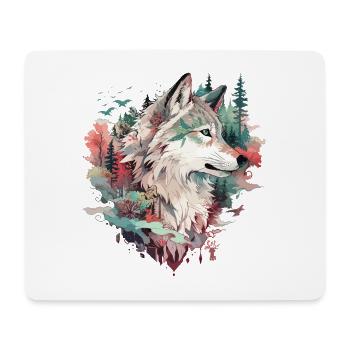 Wolf Wolfskopf Natur Wildnis Abenteuer Wald Kunst - Mousepad (Querformat) - Weiß - Vorne