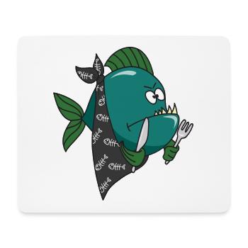 Poisson mignon mignon Cool Piranha - Tapis de souris (format paysage) - blanc - Devant