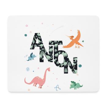 ANTON - Beau prénom de garçon avec dinosaure - Tapis de souris (format paysage) - blanc - Devant