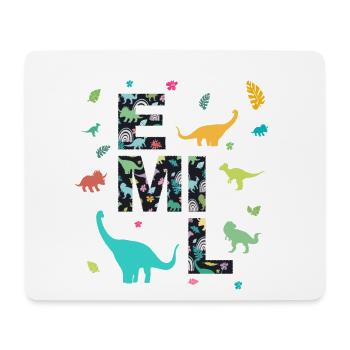 EMIL - Beau prénom de garçon avec dinosaure - Tapis de souris (format paysage) - blanc - Devant
