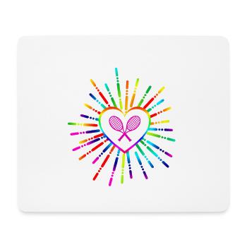 Buntes Herz Squash/Tennisschläger Geschenk (0159) - Mousepad (Querformat) - Weiß - Vorne