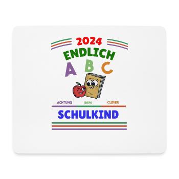 2024 Endlich Schulkind Motiv Buch Apfel - Mousepad (Querformat) - Weiß - Vorne