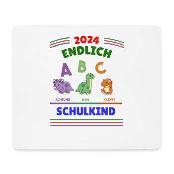 2024 Endlich Schulkind lustige Dinos - Mousepad (Querformat) - Weiß - Vorne