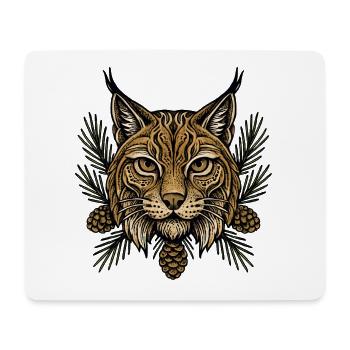 Tête de lynx avec branches de sapin - Tapis de souris (format paysage) - blanc - Devant