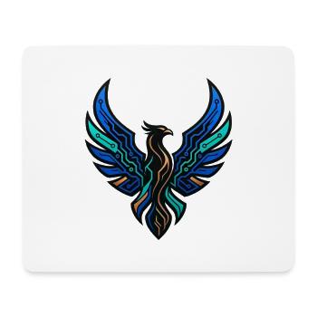 Cyber Phönix Gaming Logo Tech Adler Wappen - Mousepad (Querformat) - Weiß - Vorne