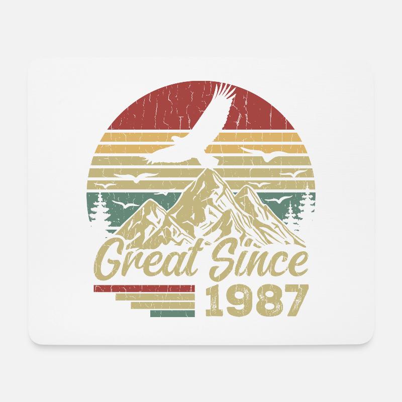Jahrgang 1987 Retro 1987 Geburtstagsgeschenk - Mousepad (Querformat) - Weiß