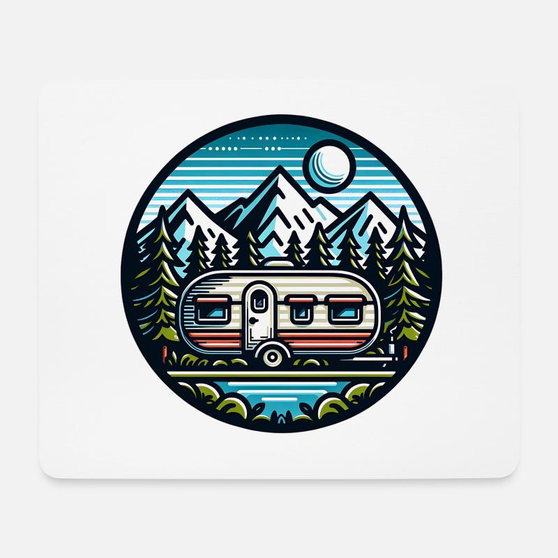 Camping Camper Wohnwagen - Mousepad (Querformat) - Weiß