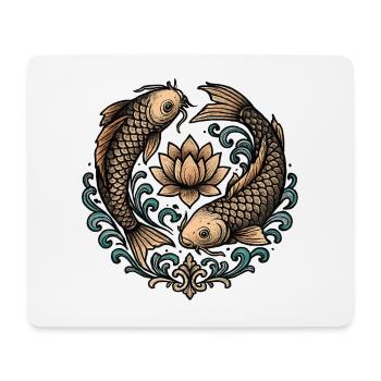 Tatouage d’harmonie du cercle de koi et lotus - Tapis de souris (format paysage) - blanc - Devant
