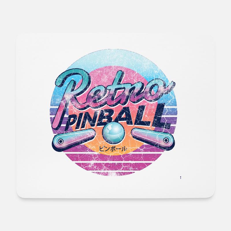 Retro Pinball Flipper Spielautomat Retro vintage - Mousepad (Querformat) - Weiß