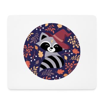 Raccoon with autumn pattern - Mouse Pad (horizontal) - white - Front