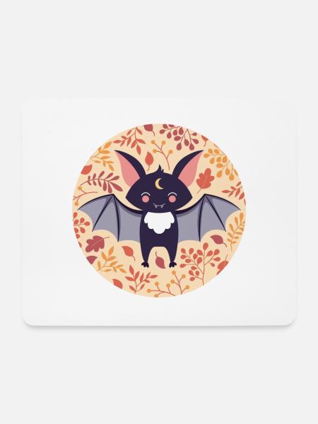 Bat with autumn pattern - Mouse Pad (horizontal) - white