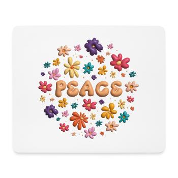 Peace & groovy flowers - Tapis de souris (format paysage) - blanc - Devant