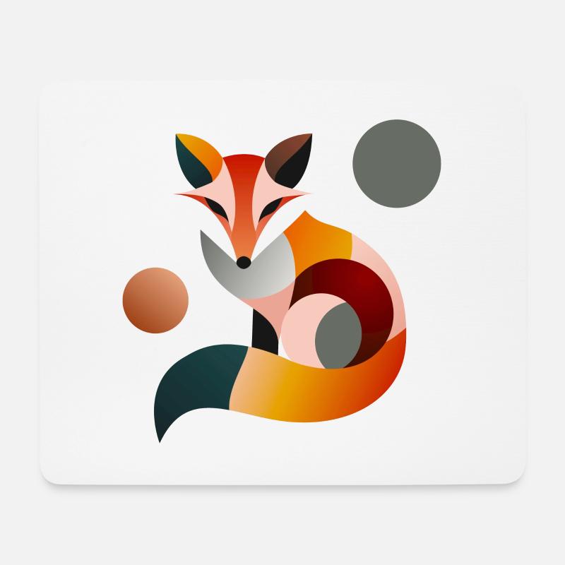 Abstract Fox in Geometric Shapes - Mouse Pad (horizontal) - white