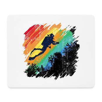 Lebendige Unterwasser-Taucher-Illustration - Mousepad (Querformat) - Weiß - Vorne