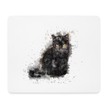 Black Watercolor Cat - Mousepad (Querformat) - Weiß - Vorne