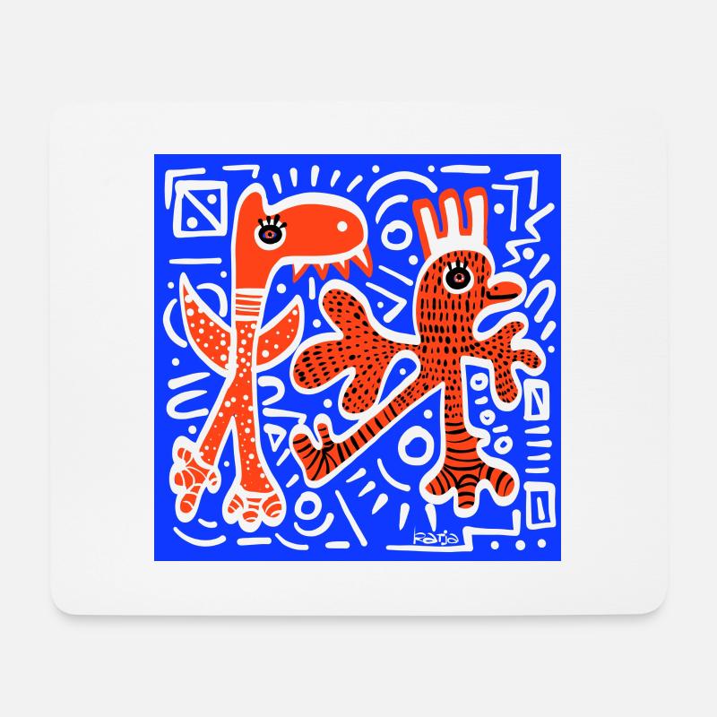 Kreaturen in Orange - Mousepad (Querformat) - Weiß