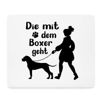 Boxer Hund lustig Gassi gehen Frauchen Geschenk - Mousepad (Querformat) - Weiß - Vorne