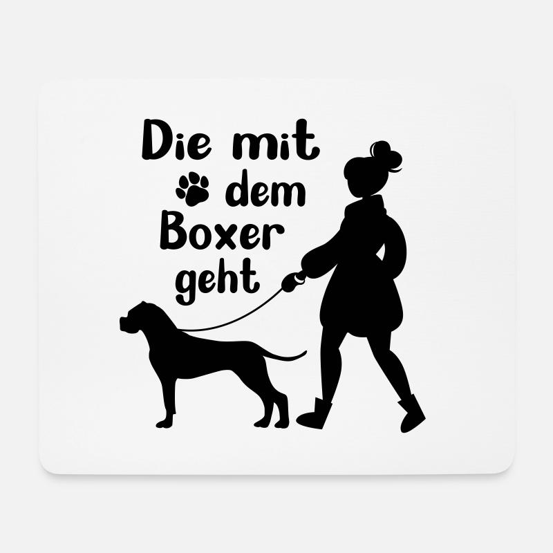 Boxer Hund lustig Gassi gehen Frauchen Geschenk - Mousepad (Querformat) - Weiß