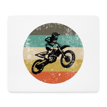 Retro Moto Rider on Striped Circle - Mouse Pad (horizontal) - white - Front