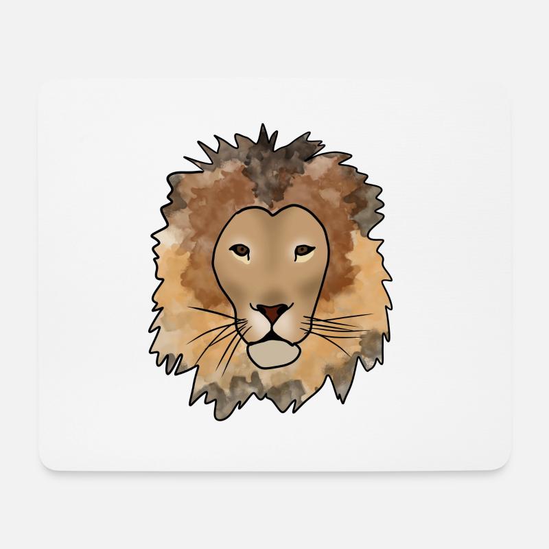 Löwe - Mousepad (Querformat) - Weiß