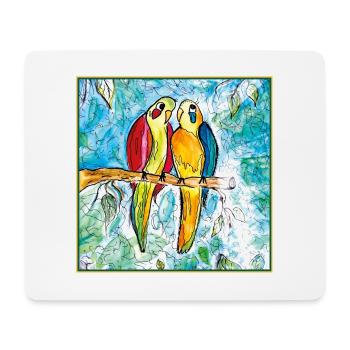 Paire de perroquets - Tapis de souris (format paysage) - blanc - Devant