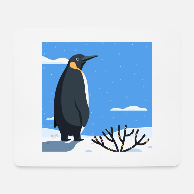 Pinguin im Schnee - Mousepad (Querformat) - Weiß