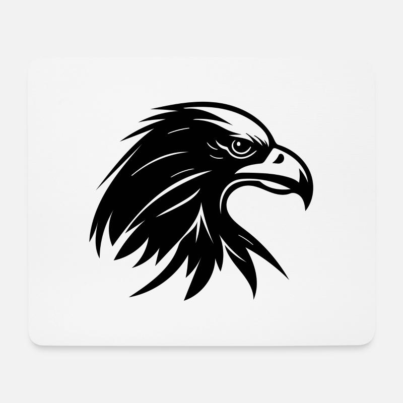 Eleganter Adler Kopf im Tattoo Style - Mousepad (Querformat) - Weiß